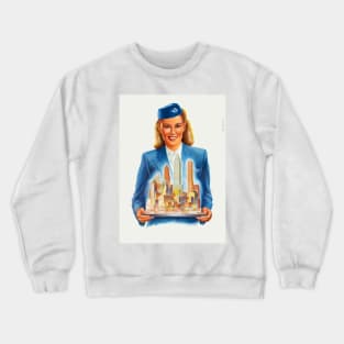 Netherlands Vintage KLM Airline Travel Poster Restored Crewneck Sweatshirt